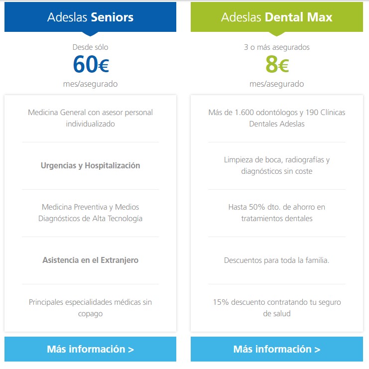 Información Adeslas Senior y Adeslas Dental Max