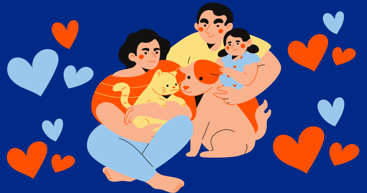 familia con mascotas